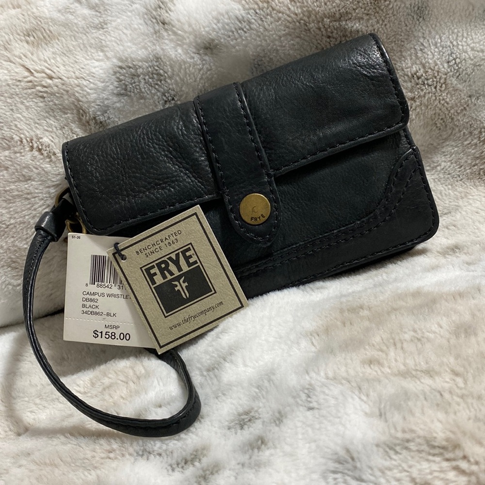 Frye Campus Black Leather Wristlet Wallet